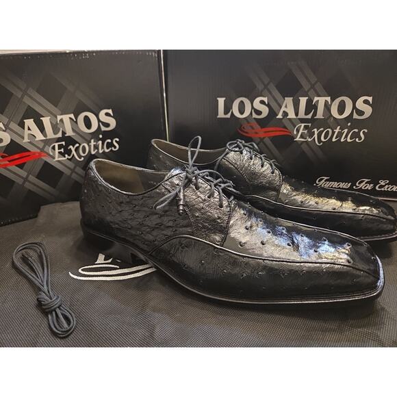 LOS ALTOS GENUINE BLACK OSTRICH OXFORDS DRESS SHOE US 11.5 main image 5